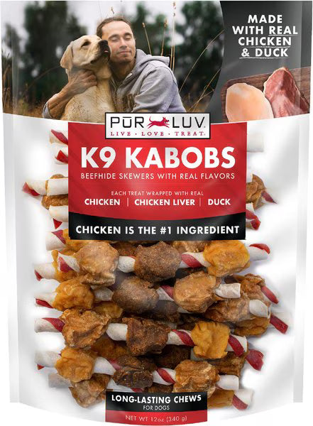 Pur Luv K9 Kabob Real Chicken & Duck Dog Treats, 12-oz bag